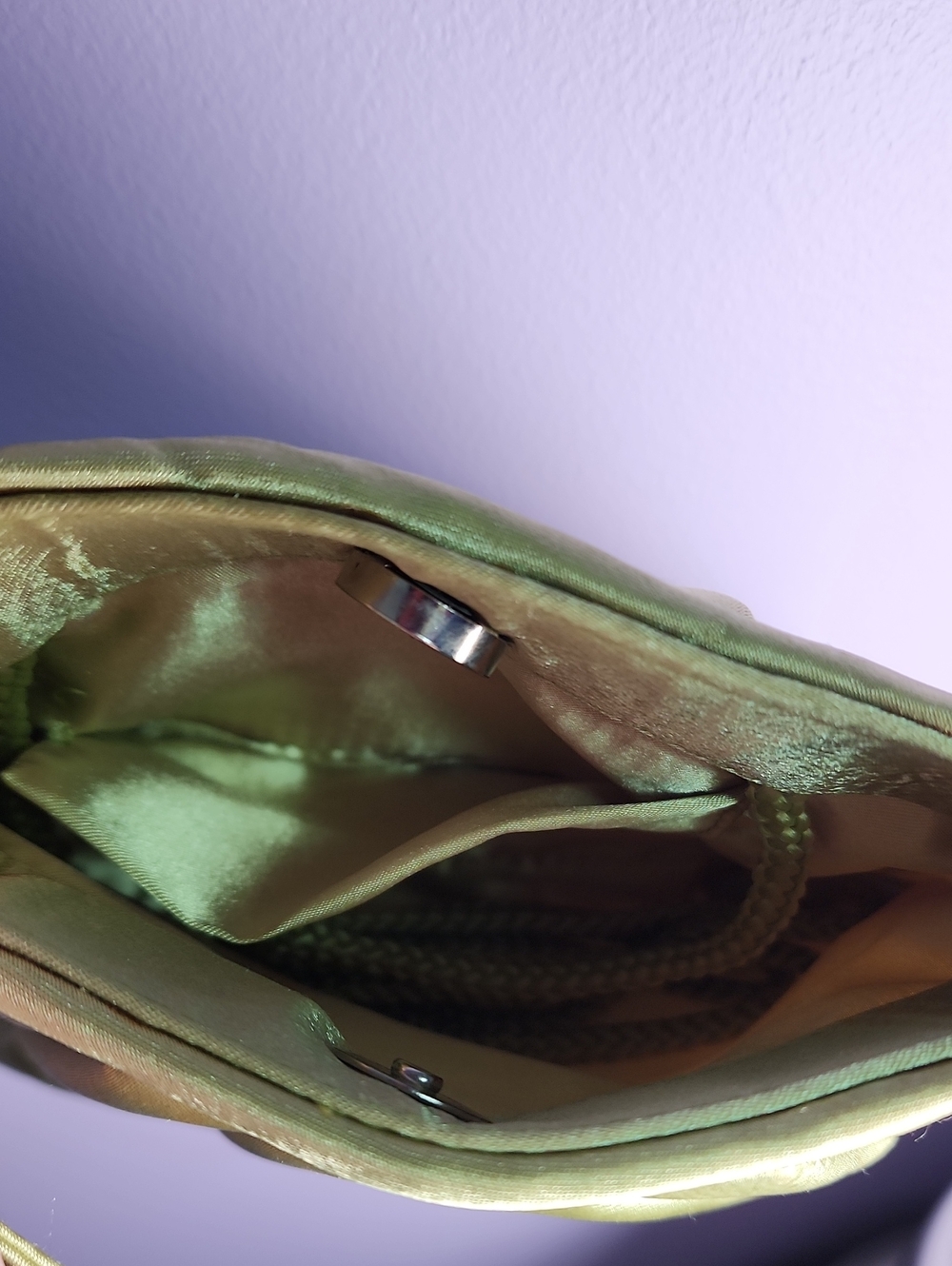 Satin Light Green Women's Evening Shoulder Bag - Picture 3 of 4